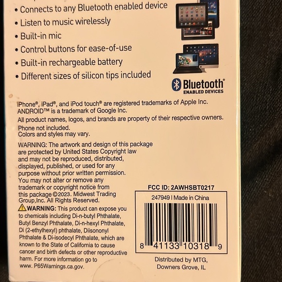 NOGO POWERECAL  WIRELESS MAGNETIC STEREO EARBUDS - Picture 4 of 5